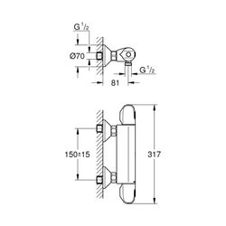 Grohe Grohtherm 1000 Thermostat-Brausebatterie 1/2" chrom 34550000... GROHE-34550000 4005176309670 (Abb. 1)