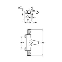 Grohe Grohtherm 800 Thermostat-Wannenbatterie 1/2" chrom 34568000... GROHE-34568000 4005176310164 (Abb. 1)