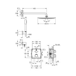 Grohe Grohtherm Duschsystem Unterputz mit Rainshower Cosmopolitan 310 chrom 34730000... GROHE-34730000 4005176466342 (Abb. 1)