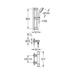 Grohe Grohtherm 500 Thermostat-Brausebatterie 1/2" mit Brausegarnitur chrom 34797000... GROHE-34797000 4005176632471 (Abb. 1)