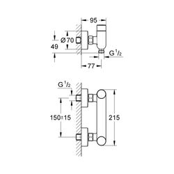 Grohe Eurosmart CT Selbstschluss-Brausebatterie 1/2" mit Mischung und Temperaturbegrenz... GROHE-36320000 4005176896545 (Abb. 1)