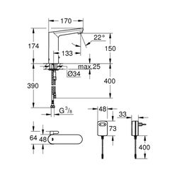 Grohe Eurosmart CE Infrarot-Elektronik für Waschtisch 1/2" L-Size mit Mischung und Temp... GROHE-36421000 4005176368523 (Abb. 1)