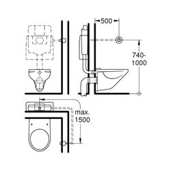 Grohe Pneumatik-Betätigung chrom Druckknopfbetätigung mit Rosette 100 mm... GROHE-37060000 4005176142901 (Abb. 1)