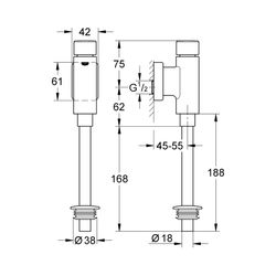 Grohe Rondo Druckspüler für Urinal chrom 37346000... GROHE-37346000 4005176837982 (Abb. 1)