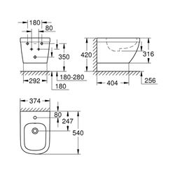 Grohe Euro Keramik Wandbidet mit PureGuard Hygieneoberfläche alpinweiß 3920800H... GROHE-3920800H 4005176418532 (Abb. 1)