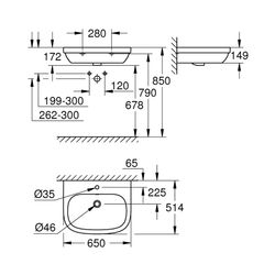 Grohe Euro Keramik Waschtisch 65 cm mit PureGuard Oberfläche alpinweiß 3932300H... GROHE-3932300H 4005176417344 (Abb. 1)