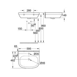 Grohe Euro Keramik Waschtisch 60 cm alpinweiß 39335000... GROHE-39335000 4005176407239 (Abb. 1)