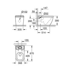 Grohe Euro Keramik Stand-WC-Kombination alpinweiß 39338000... GROHE-39338000 4005176407260 (Abb. 1)