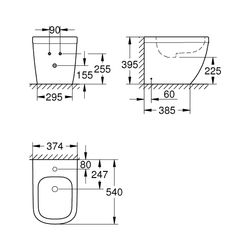 Grohe Euro Keramik Standbidet alpinweiß keramik 39340000 inkl. Befestigungsset... GROHE-39340000 4005176423697 (Abb. 1)