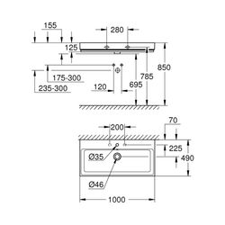 Grohe Cube Keramik Waschtisch 100 cm alpinweiß 3938600H... GROHE-3938600H 4005176438356 (Abb. 1)