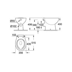 Grohe Bau Keramik Stand-Tiefspül-WC alpinweiß 39430000... GROHE-39430000 4005176406270 (Abb. 1)