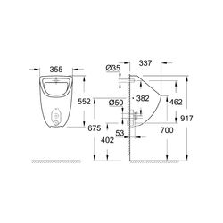 Grohe Urinal Bau Keramik Anschluss von unten Alpinweiß... GROHE-39438000 4005176406355 (Abb. 1)