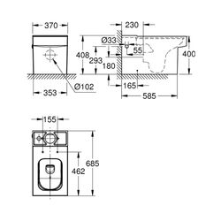 Grohe Cube Keramik Stand-WC-Kombination alpinweiß 3948400H... GROHE-3948400H 4005176442698 (Abb. 1)