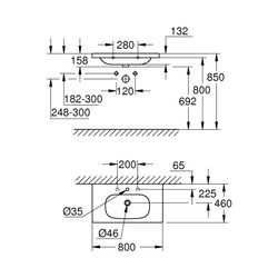 Grohe Euro Keramik Möbelwaschtisch 80 cm alpinweiß 3958400H... GROHE-3958400H 4005176519161 (Abb. 1)