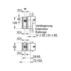 Grohe Verlängerungsset 44035100 30mm, 1/2" für Eichelberg Unterputz-Brausebatterien... GROHE-44035100 4037876007020 (Abb. 1)