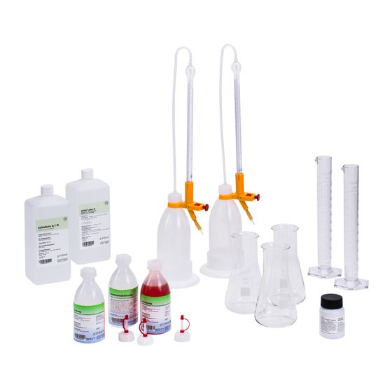 Grünbeck Wasserprüfeinrichtungs Set, 2 Büretten, 3 Erlenmeyerkolben, 2 Meßzylindern, Ammoniak, Titriplex B, p-Lösung, m-Lösung
