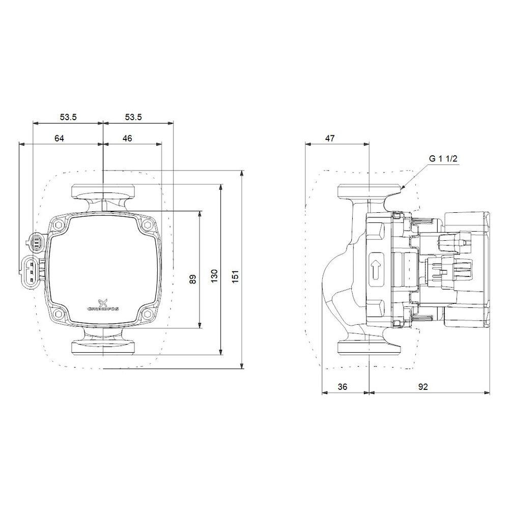Grundfos Hocheffizienz Umwälzpumpe ALPHA2 GO 25-60 130mm, 220-240V 9H 1 1/2" max. Fö... GRUNDFOS-93074242 5715467404692 (Abb. 7)
