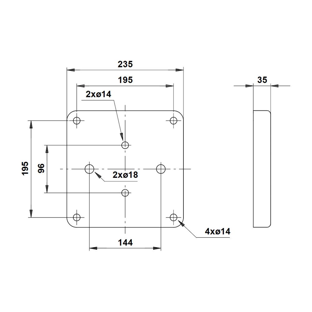 Grundfos Montageplatte für Einzelpumpen DN 40-100, Zubehör für Trockenläuferpumpen TP,... GRUNDFOS-485031 5708601053993 (Abb. 3)