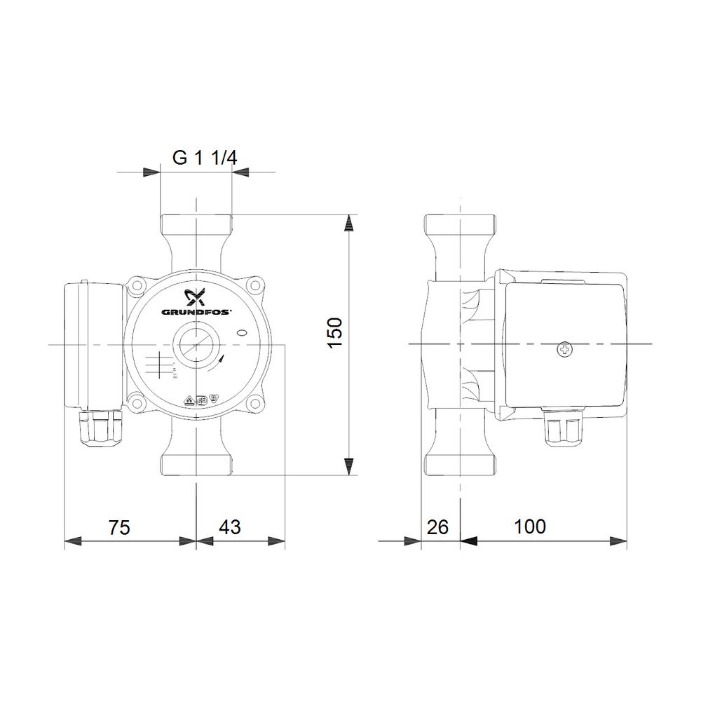 Grundfos Zirkulationspumpe UP 20-15 N, 10 bar Einbaulänge 150mm max. Förderhöhe 1,5m... GRUNDFOS-59641500 5708601058738 (Abb. 3)