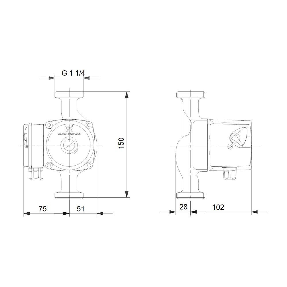 Grundfos Zirkulationspumpe UPS 25-40 N, 10 bar Einbaulänge 180mm max. Förderhöhe 4m ... GRUNDFOS-96913060 5700313543083 (Abb. 3)