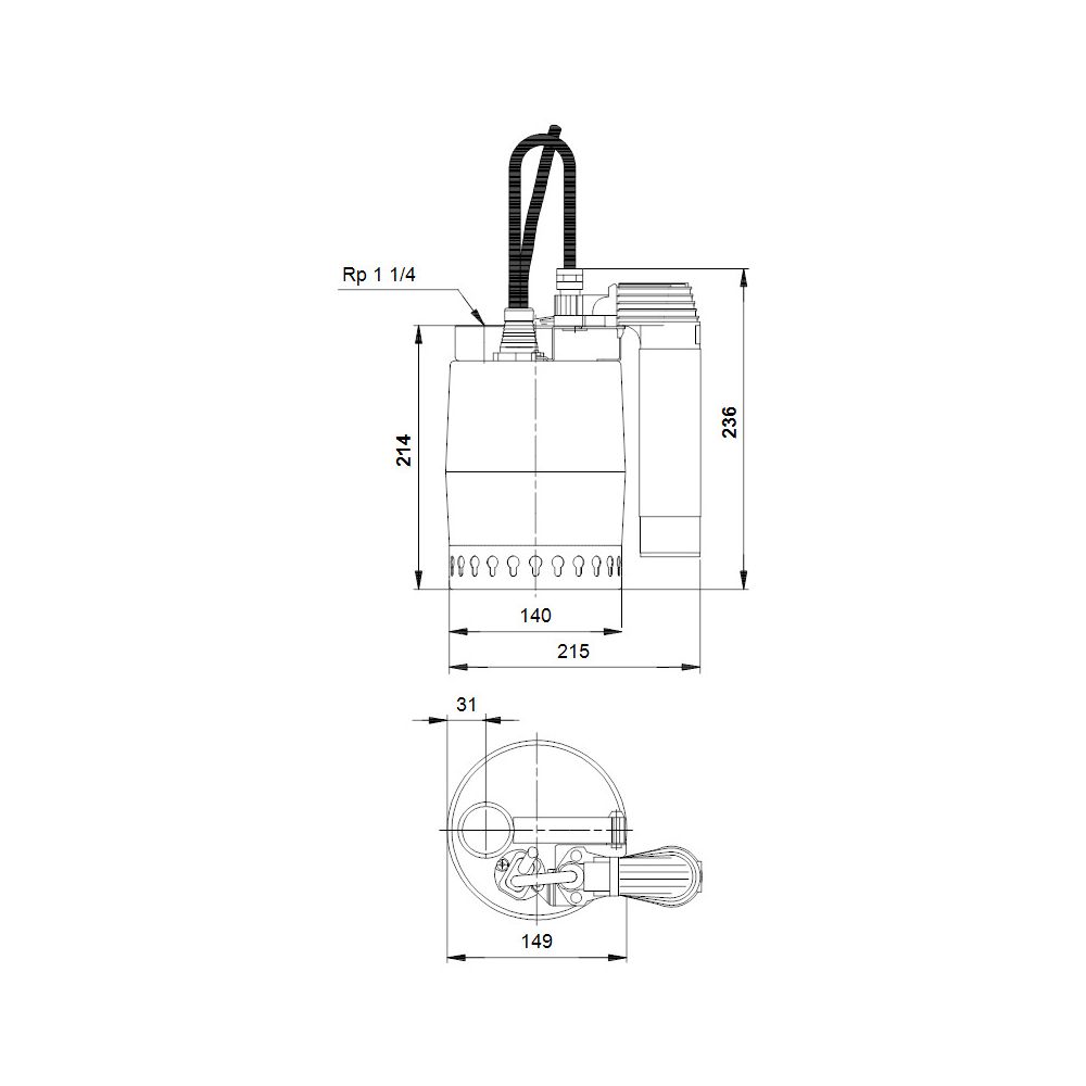 Grundfos Kellerentwässerungspumpe Unilift KP250-AV-1, 0,25kW 1x230V, max. Förderhöhe... GRUNDFOS-012H1400 5700391116544 (Abb. 3)