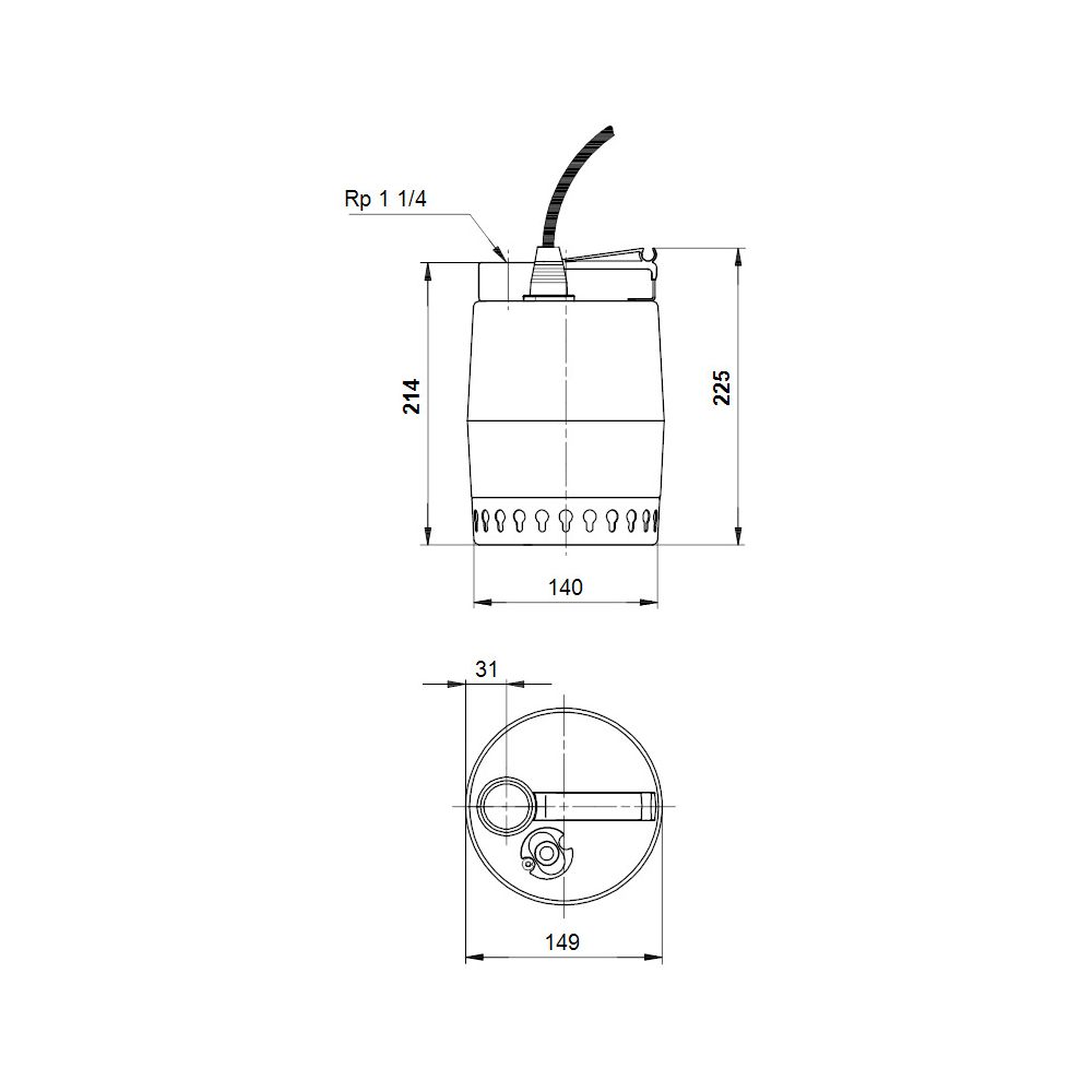 Grundfos Kellerentwässerungspumpe Unilift KP150-M1, 0,15kW 1x230V, max. Förderhöhe 5... GRUNDFOS-011H1300 5700391115400 (Abb. 3)