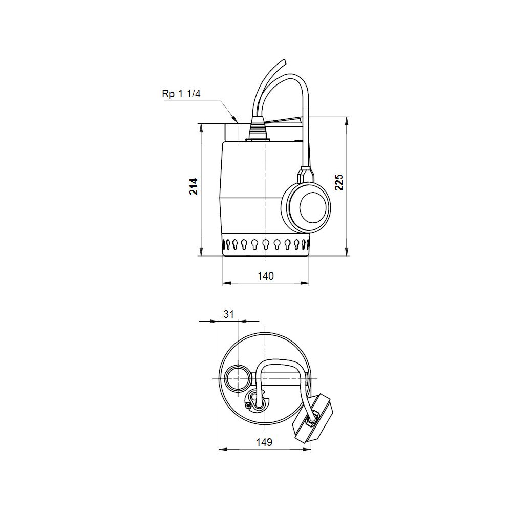 Grundfos Kellerentwässerungspumpe Unilift KP250-A1, 0,25kW 1x230V, max. Förderhöhe 7... GRUNDFOS-012H1800 5700391116612 (Abb. 3)