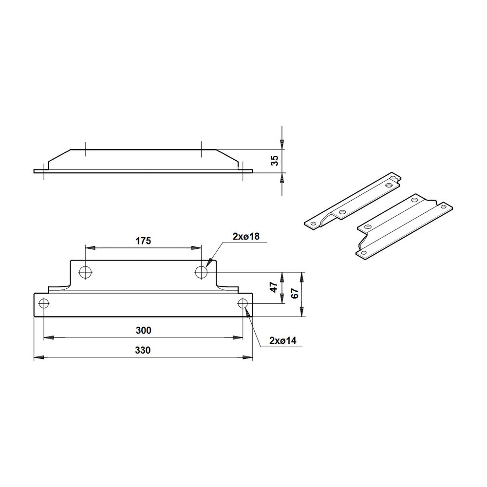Grundfos Montageplatte für Doppelpumpen, Zubehör für Trockenläuferpumpen TPD, TPD Se... GRUNDFOS-96489381 5700395817911 (Abb. 3)
