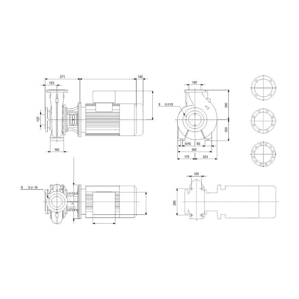 Grundfos Blockpumpe NB 40-125/116 A-F2-A-BQQE, 1420/min 0,25kW 16 bar, Förderhöhe 4,... GRUNDFOS-96787441 5700310313405 (Abb. 3)