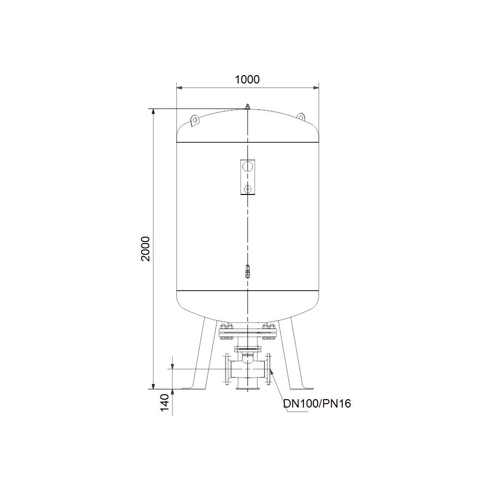 GRUNDFOS Zubehör für Druckerhöhungsanlange Membran-Druckkessel DT5-2000 PN16 DN100... GRUNDFOS-96787659 5700310317151 (Abb. 3)