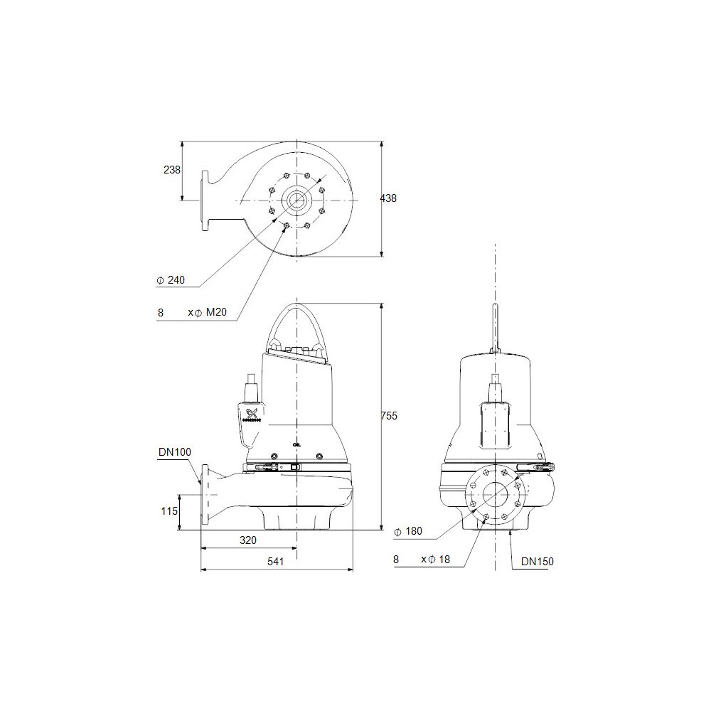 Grundfos Schmutzwasserpumpe Freistromlaufrad SLV.100.100.30.EX.4.50D.C, 3kW 6 bar, b... GRUNDFOS-98626610 5711498476011 (Abb. 3)
