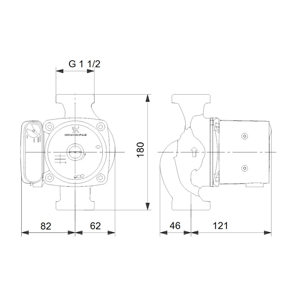 GRUNDFOS Zirkulationspumpe UPS 32-100 N 180mm 1x230V G2... GRUNDFOS-95906489 5700311289945 (Abb. 3)
