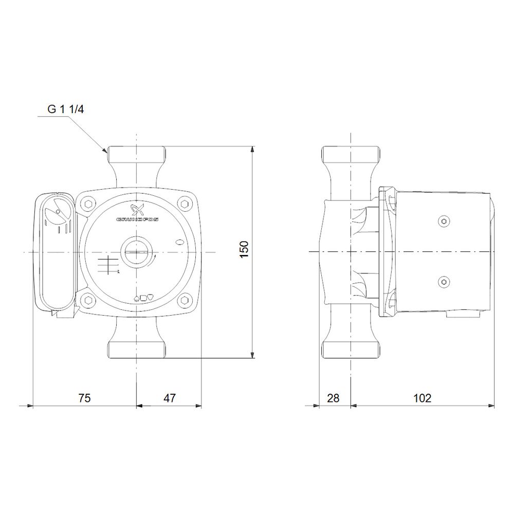 Grundfos Zirkulationspumpe UPS 20-62 N, 10 bar Einbaulänge 150mm max. Förderhöhe 6,2... GRUNDFOS-95906736 5700315392818 (Abb. 3)