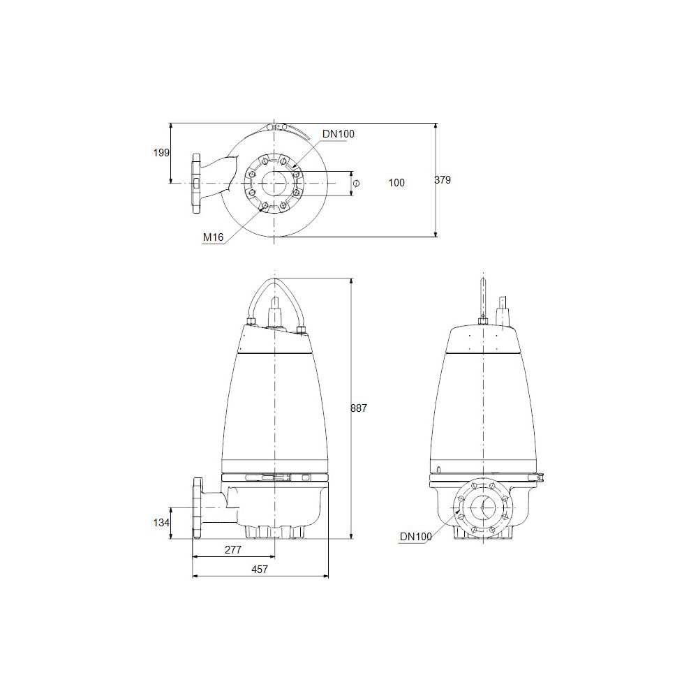 Grundfos Schmutzwasserpumpe Freistromlaufrad SEV.100.100.75.4.51D, 7,5kW 6 bar, bis ... GRUNDFOS-96047957 5700395208740 (Abb. 3)