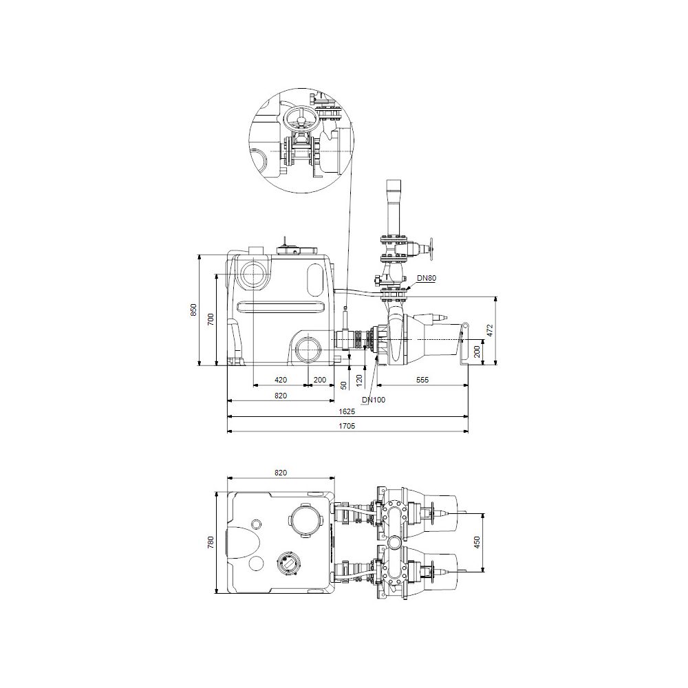 Grundfos Fäkalienhebeanlage Multilift MD1.80.80.75.4.51D/450.SL, 900x1908x900mm 3x40... GRUNDFOS-97577867 5700318991049 (Abb. 3)
