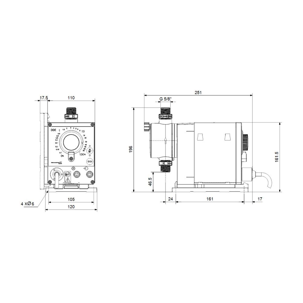 Grundfos Digitale Dosierpumpe DDE 6-10 P-PV/V/C-X-31U2U2FG 19W, max. Betriebsdruck 1... GRUNDFOS-97720973 5710622710939 (Abb. 3)