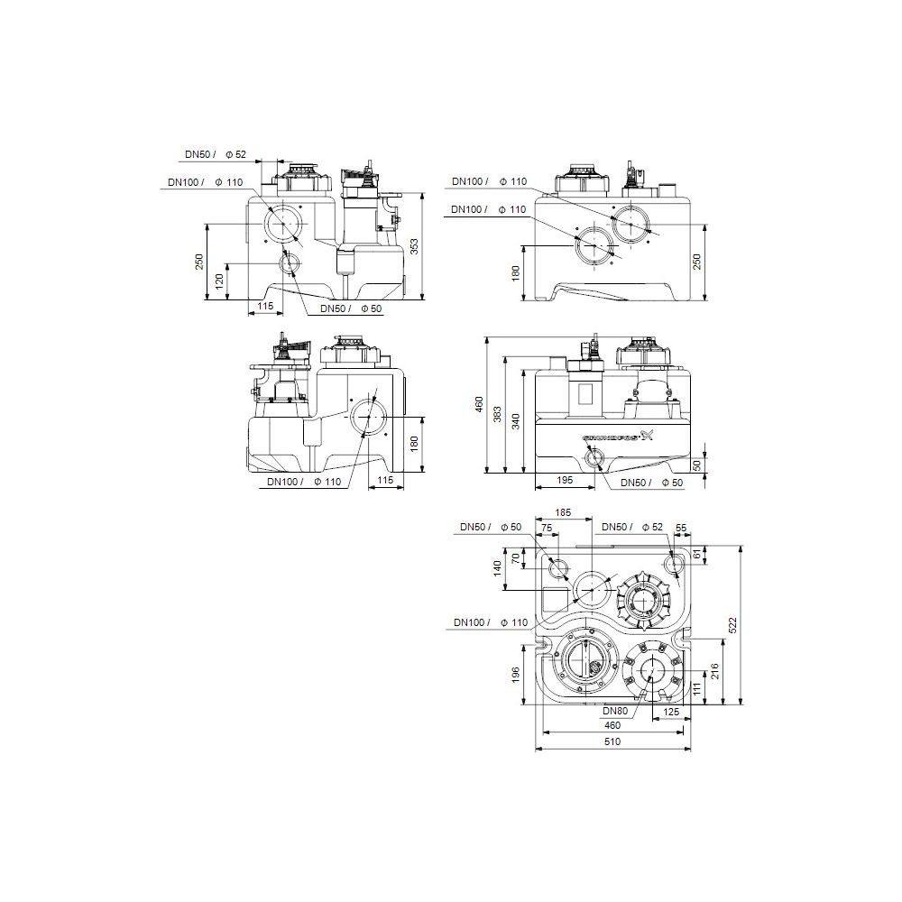 GRUNDFOS Fäkalienhebeanlage Multilift MSS.11.3.2 3x400V 1,1kW CEE... GRUNDFOS-97901027 5710626080571 (Abb. 3)