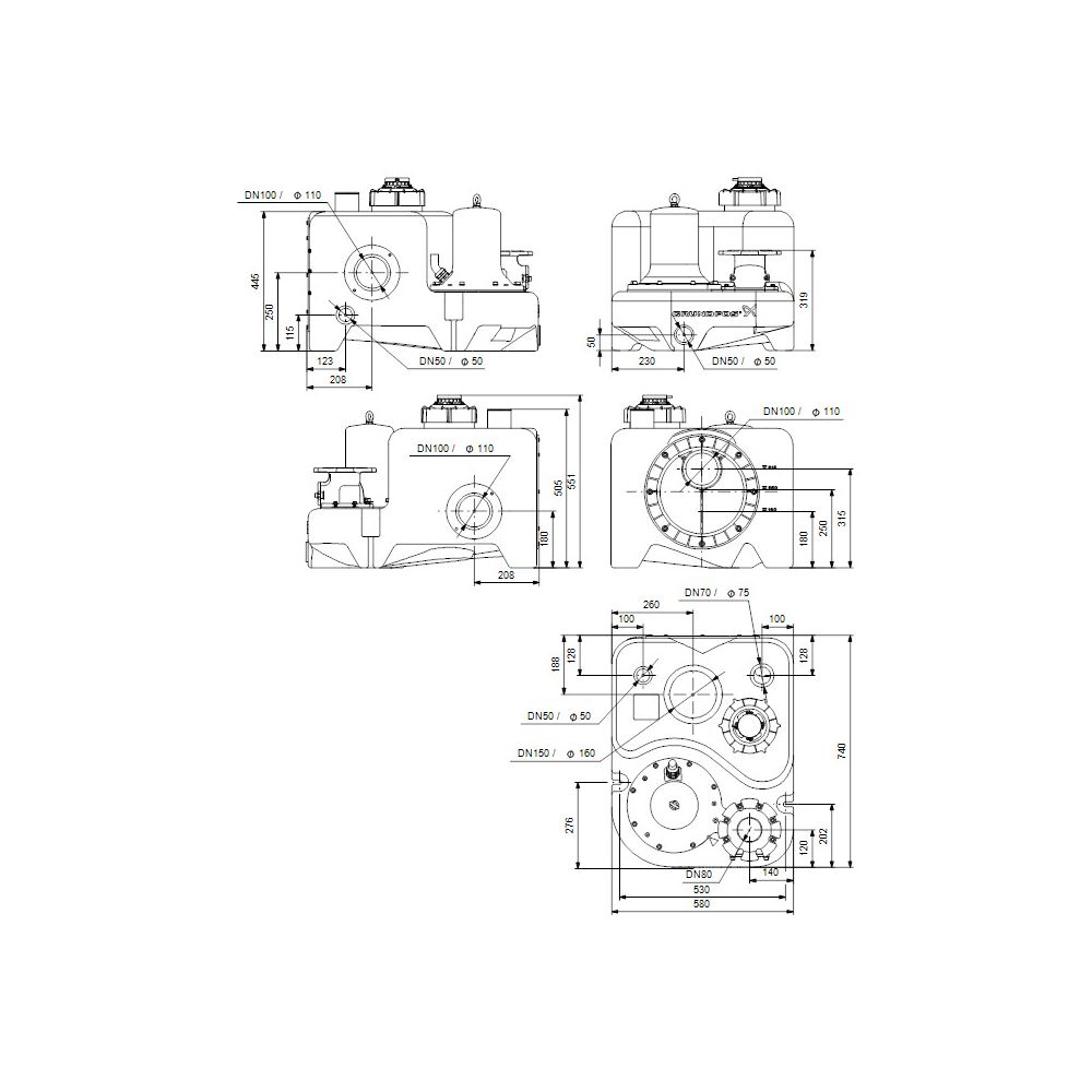 Grundfos Fäkalienhebeanlage Multilift M.15.3.4, 509x740x580mm 3x400V 1,7kW, 1420/min... GRUNDFOS-97901067 5710626080670 (Abb. 3)