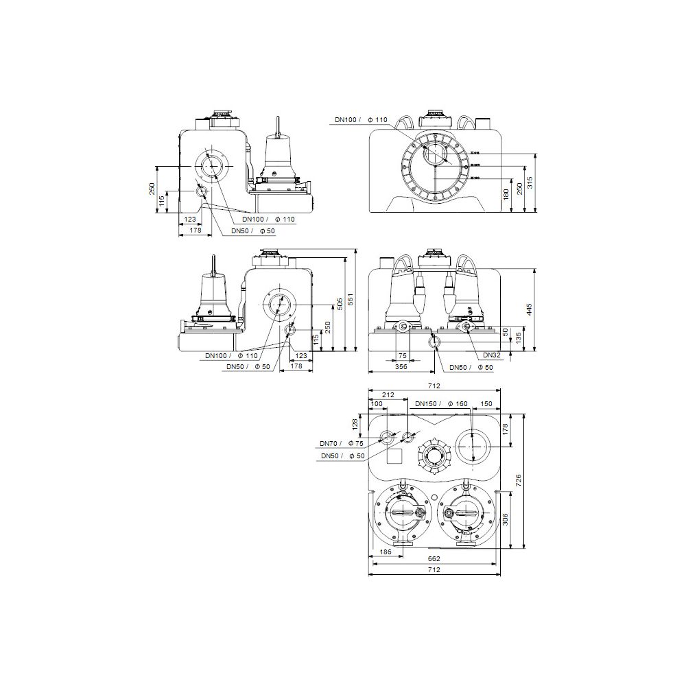 Grundfos Fäkalienhebeanlage Multilift MDG.15.3.2, 509x722x712mm 3x400V 1,5kW, 2700/m... GRUNDFOS-97901140 5710626081400 (Abb. 3)