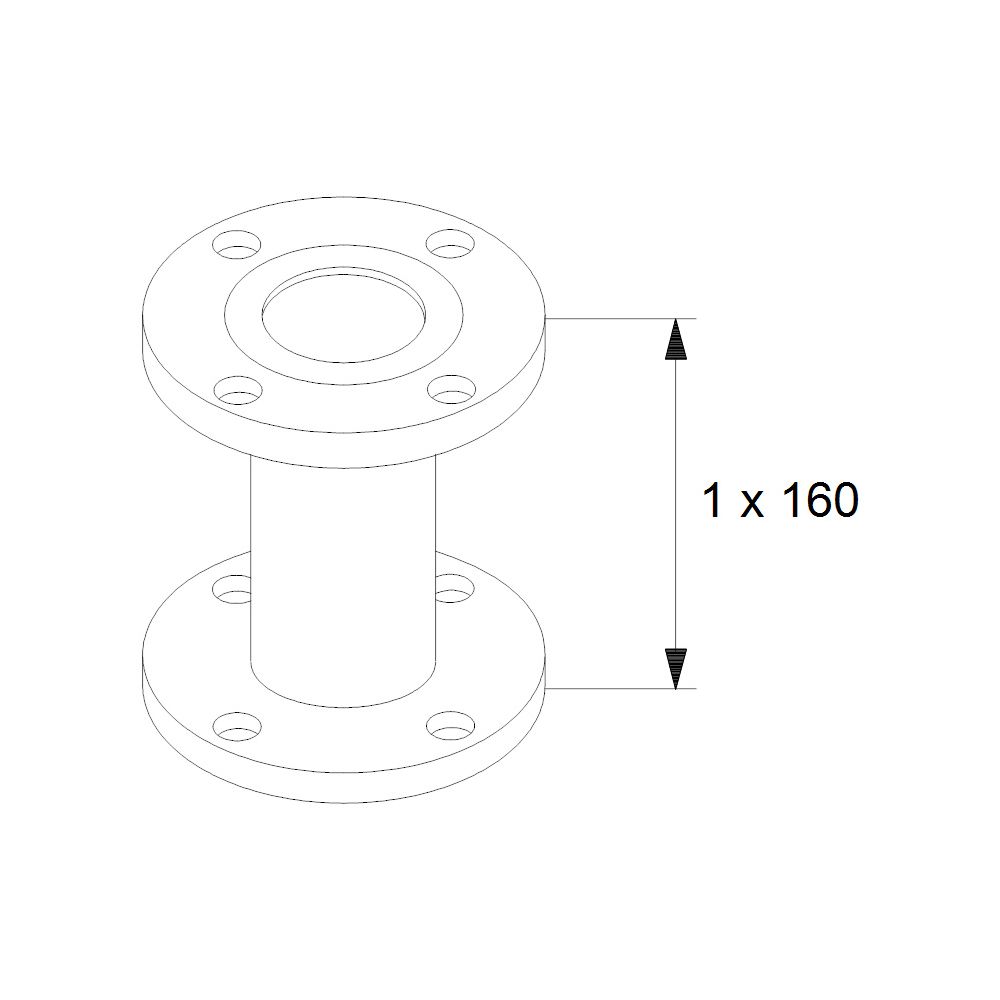 Grundfos Ausgleichsstück A65-160 DN 65 PN 6, Zubehör für Umwälzpumpen... GRUNDFOS-559923 5700390883782 (Abb. 3)