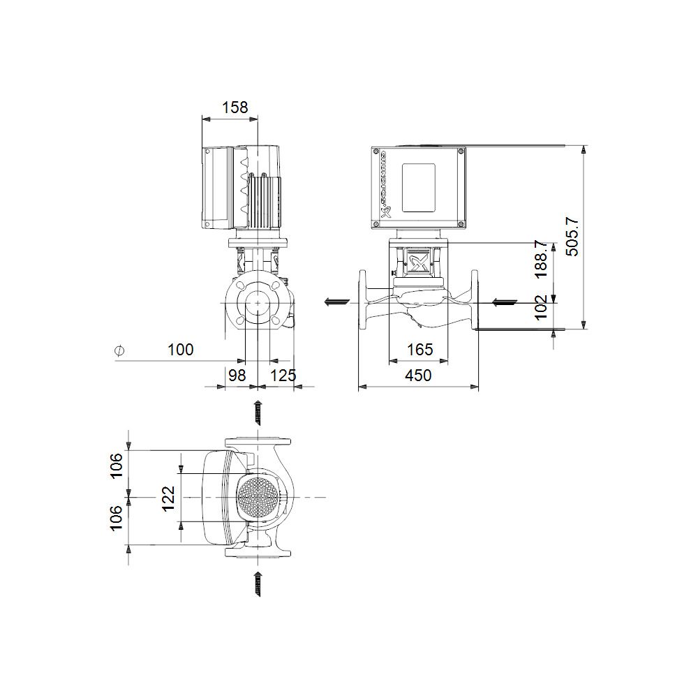 Grundfos Trockenläuferpumpe elektronisch geregelt TPE2 50-120 N-A-F-A-BQQE-EYB, 3x38... GRUNDFOS-98437893 5711495010898 (Abb. 3)