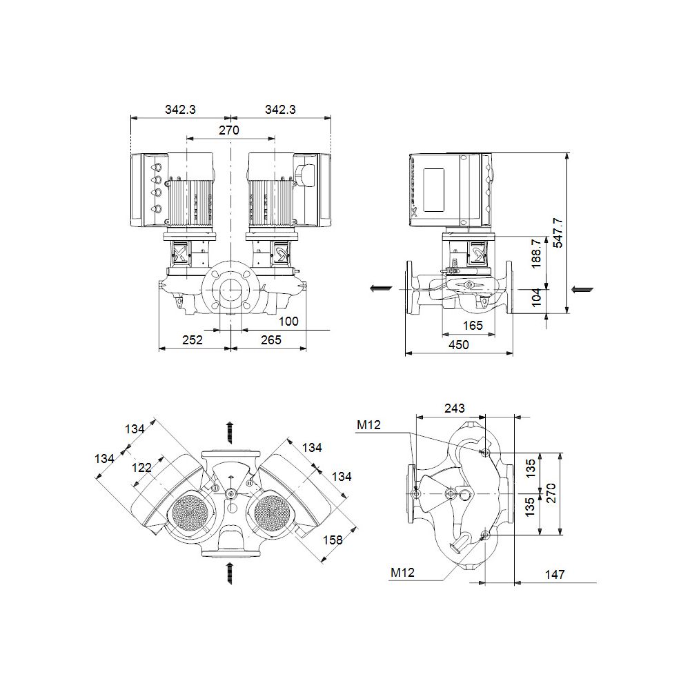 Grundfos Trockenläuferpumpe elektronisch geregelt TPE3 D 50-120 S-A-F-A-BQQE-EYB, 3x... GRUNDFOS-99272507 5713826365653 (Abb. 3)