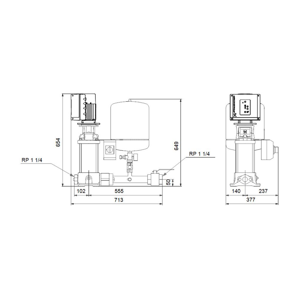 Grundfos Druckerhöhungsanlage Hydro Solo-E CRE 10-3, 1200x440mm 2,2kW 10 bar max. Fö... GRUNDFOS-98453520 5711495309398 (Abb. 3)