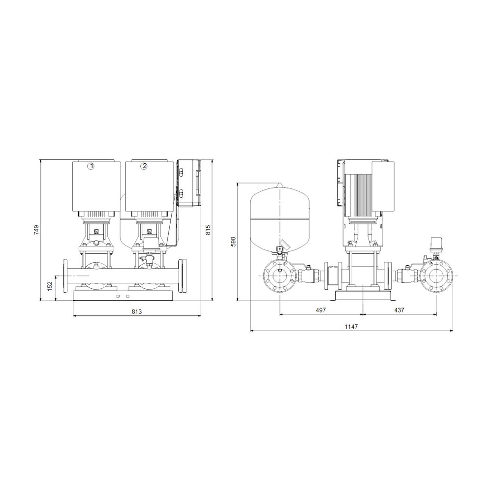 Grundfos Druckerhöhungsanlage Hydro Multi-E 2 CRIE 15-2, 814x1174mm 3kW 10 bar max. ... GRUNDFOS-99133201 5712607361334 (Abb. 3)
