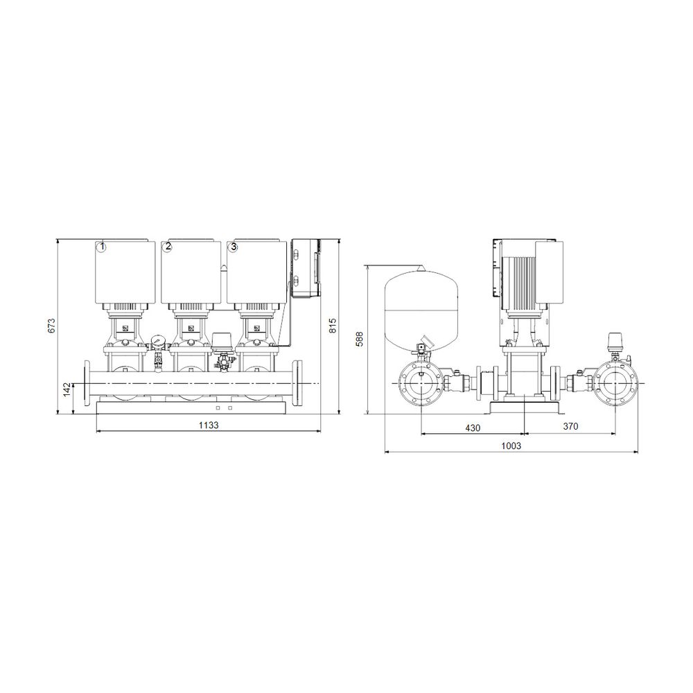 Grundfos Druckerhöhungsanlage Hydro Multi-E 3 CRIE 20-4, 991x1184mm 7,5kW 16 bar max... GRUNDFOS-99133603 5712607366889 (Abb. 3)
