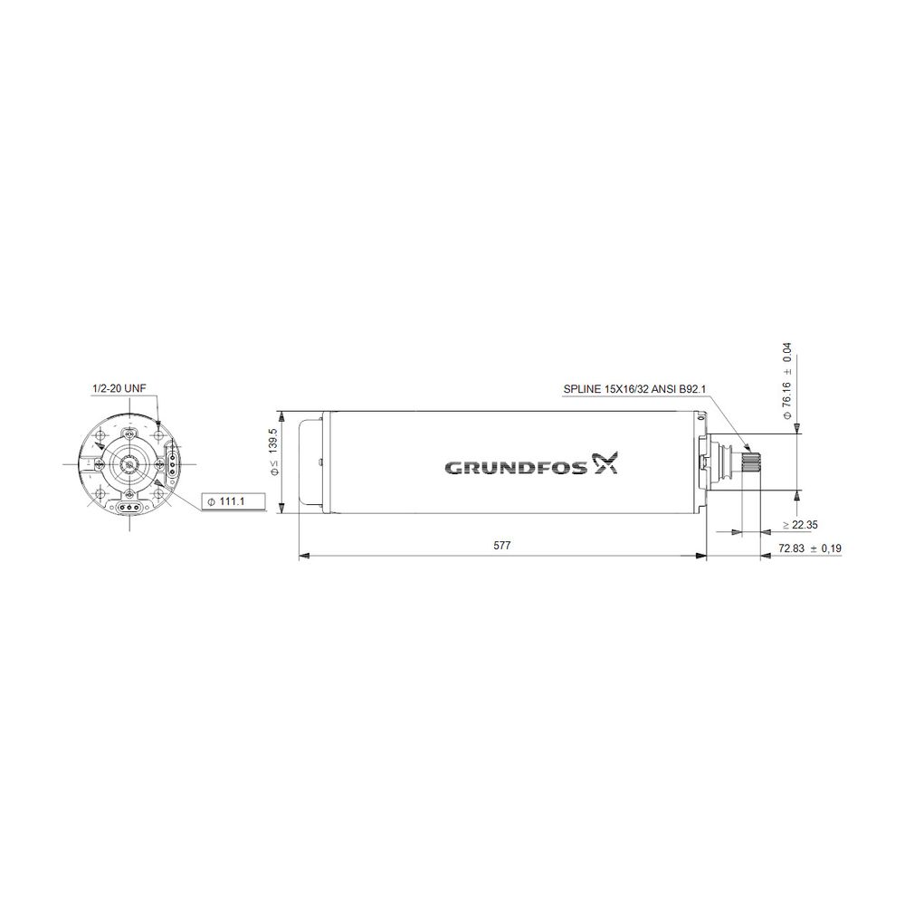Grundfos Unterwassermotor MS6000T40, 7,5kW 3x380-400-415V 50Hz Motordurchmesser 6" o... GRUNDFOS-96649723 5700836716759 (Abb. 3)
