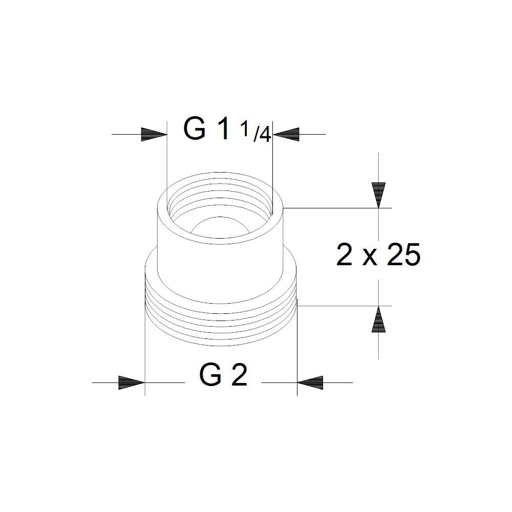 Grundfos Ausgleichsstücksatz A3 G 1 1/4"xG 2 2"x25, Zubehör für Umwälzpumpen... GRUNDFOS-535042 5700390863722 (Abb. 3)