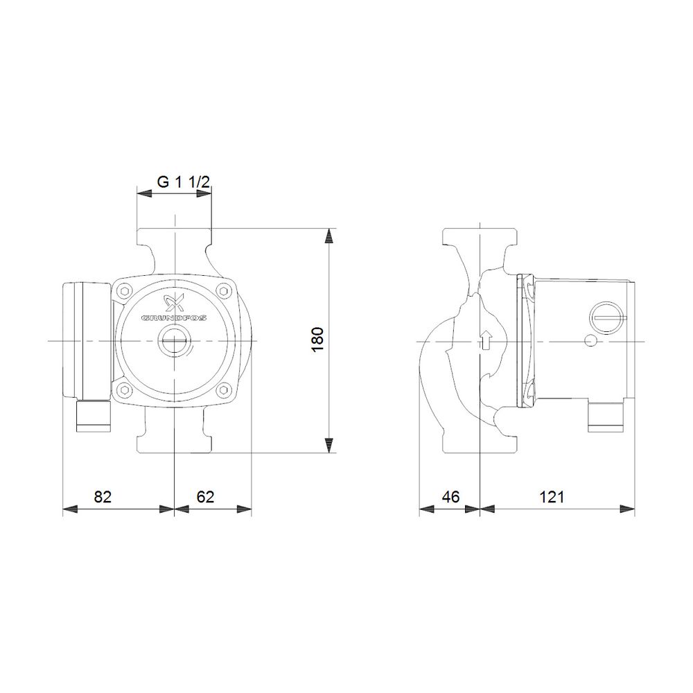 Grundfos Zirkulationspumpe UPS 32-80 N, 10 bar Einbaulänge 180mm max. Förderhöhe 8m ... GRUNDFOS-99255554 5713826074654 (Abb. 3)