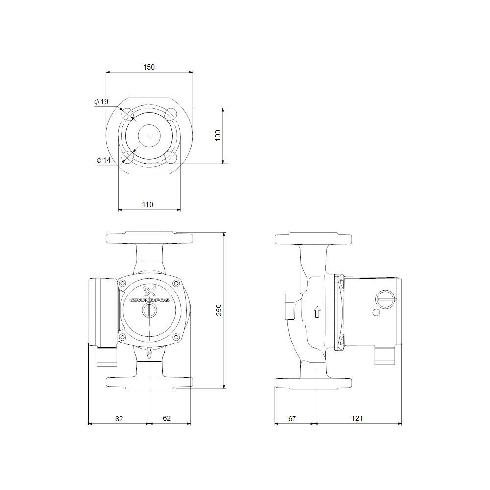 Grundfos Zirkulationspumpe UPS 40-50 FN, 10 bar Einbaulänge 250mm max. Förderhöhe 5m... GRUNDFOS-99255501 5713826073794 (Abb. 3)