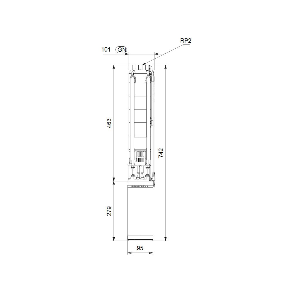 Grundfos Unterwasserpumpe SP14-8, 3x400V 2,2kW 15 bar, Volumenstrom 14m3/h, Einschal... GRUNDFOS-98699355 5712600111936 (Abb. 3)